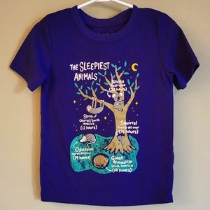 "The Sleepiest Animals" purple tee shirt